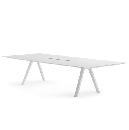 Pedrali ARK Arki-Table mit canalina-BI100-Stahl Weiss-CFC_BI-Kompaktplatte Weiss