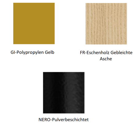 Pedrali Babila 2757 Barhocker-FR-Eschenholz Gebleichte Asche-GI-Polypropylen Gelb-NERO-Pulverbeschichtet