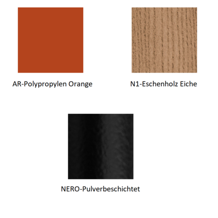 Pedrali Babila 2757 Barhocker-N1-Eschenholz Eiche-AR-Polypropylen Orange-NERO-Pulverbeschichtet