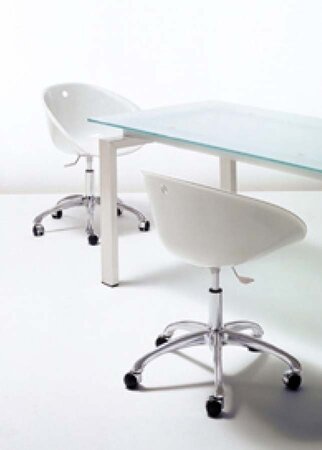 Pedrali Gliss 960 Drehstuhl mit Rollen-BI-Tecnopolymer Weiss