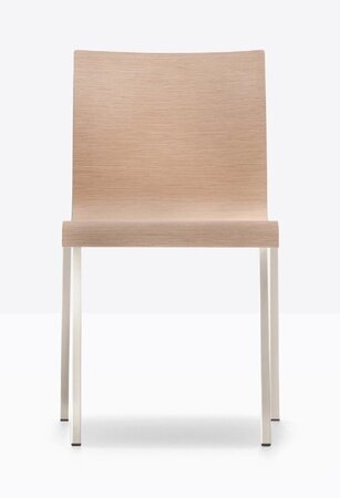 Pedrali Kuadra XL 2411 Stuhl-RS-Eichenholz Eiche natur-CR-Stahl Verchromt