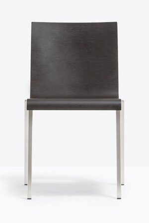 Pedrali Kuadra XL 2411 Stuhl-W-Eichenholz Wenge-CR-Stahl Verchromt