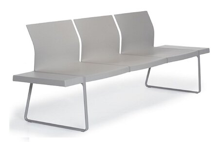 Pedrali Plural Bänke-3-Sitzer-BE-Polypropylen Beige-CR-Aluminium Verchromt