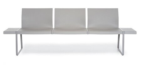 Pedrali Plural Bänke-3-Sitzer-BE-Polypropylen Beige-CR-Aluminium Verchromt