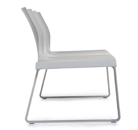 Pedrali Plural Bänke-3-Sitzer-BE-Polypropylen Beige-CR-Aluminium Verchromt