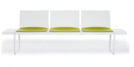Pedrali Plural Bänke-3-Sitzer-BI-Polypropylen Weiß-CR-Aluminium Verchromt