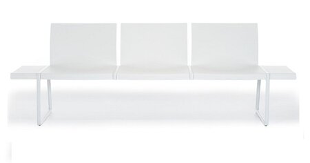 Pedrali Plural Bänke-3-Sitzer-BI-Polypropylen Weiß-CR-Aluminium Verchromt