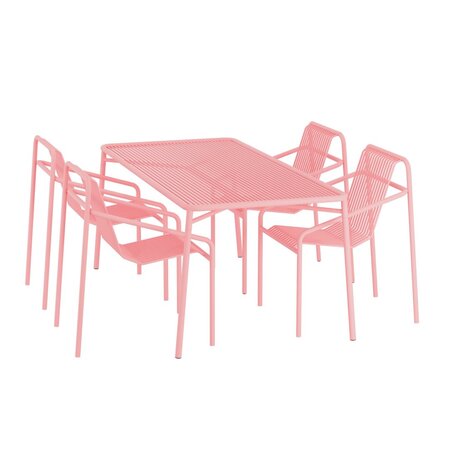 Objekte Unserer Tage Ivy Outdoor Set - (Tisch Large, 4 x Dining Chair) - Soft Pink