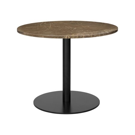 GUBI 1.0 Lounge Table Round Diameter 80 - Marble Brown Top - Black Base