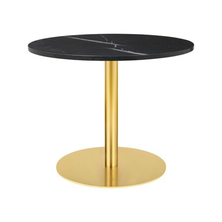 GUBI 1.0 Lounge Table Round Diameter 80 - Black Marquina Marble - Brass Base