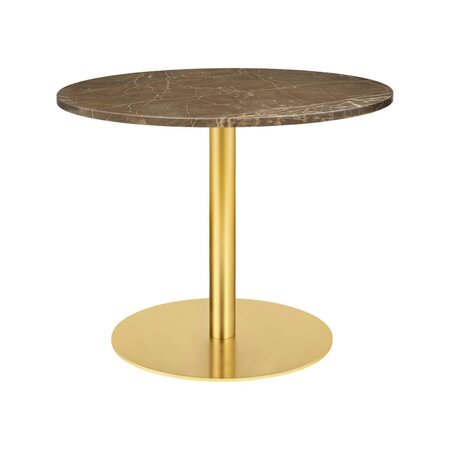 GUBI 1.0 Lounge Table Round Diameter 80 - Marble Brown Top - Brass Base