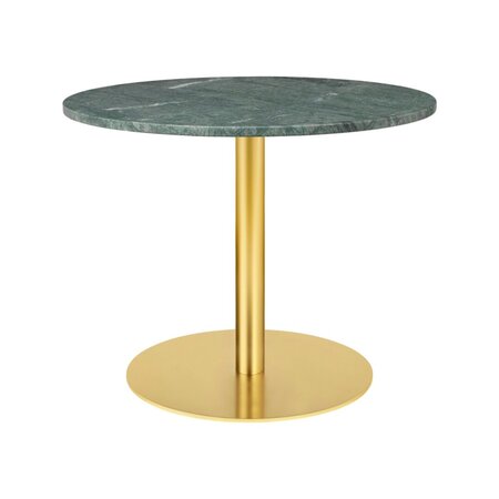 GUBI 1.0 Lounge Table Round Diameter 80 - Green Guatemala Marble - Brass Base