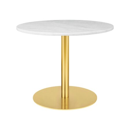 GUBI 1.0 Lounge Table Round Diameter 80 - Marble White Top - Brass Base