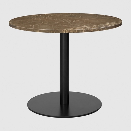 GUBI 1.0 Lounge Table Round Diameter 80 - Marble Brown Top - Black Base