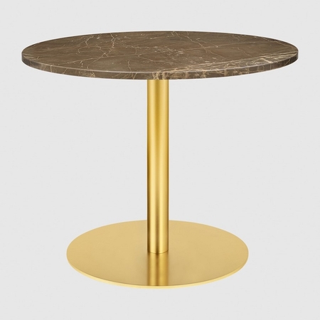 GUBI 1.0 Lounge Table Round Diameter 80 - Marble Brown Top - Brass Base