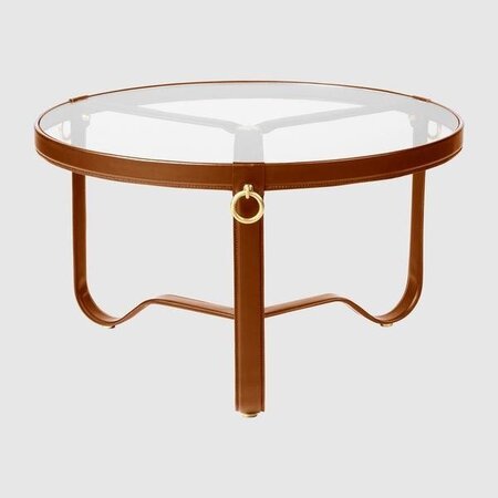 Gubi Adnet Coffee Table - Circular, Ø70 - Tan Leather