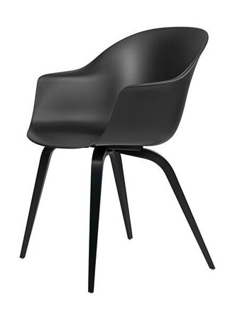 Gubi Bat Dining Chair UnUpholstered Wood base - Black shell