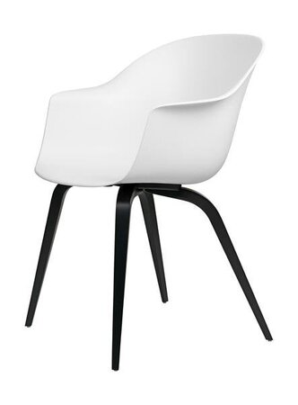 Gubi Bat Dining Chair UnUpholstered Wood base - Pure White shell