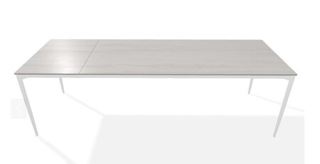 Joli Marguerite Ausziehtisch-Marguerite Ausziehtisch-Weiss-200 x 260 cm-Travertino Grau