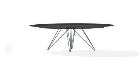 Joli Wire Tisch Oval-Anthrazit-210 x 128 cm-Schwarzes Eisen