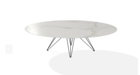 Joli Wire Tisch Oval-Anthrazit-210 x 128 cm-Calacatta Naturale