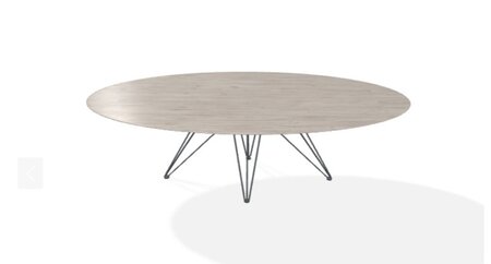 Joli Wire Tisch Oval-Anthrazit-210 x 128 cm-Weiche Eiche