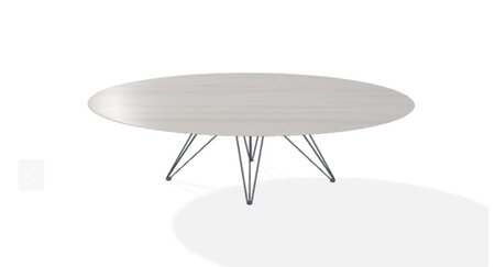 Joli Wire Tisch Oval-Anthrazit-210 x 128 cm-Travertino Grau
