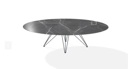Joli Wire Tisch Oval-Anthrazit-210 x 128 cm-Schwarzer Diamant