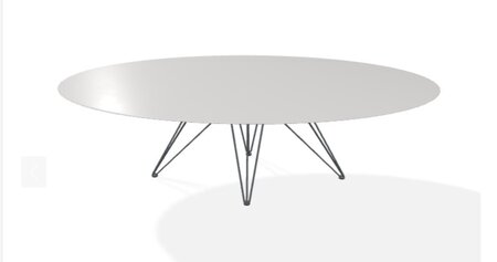 Joli Wire Tisch Oval-Anthrazit-250 x 128 cm-Absolutes Weiß