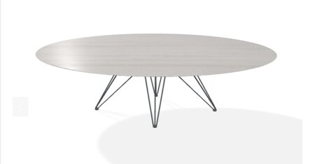 Joli Wire Tisch Oval-Anthrazit-250 x 128 cm-Travertino Grau