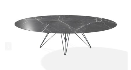 Joli Wire Tisch Oval-Anthrazit-250 x 128 cm-Schwarzer Diamant