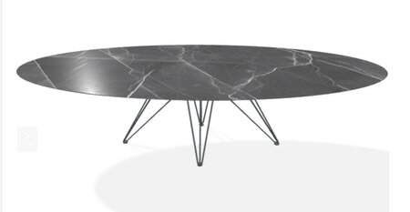 Joli Wire Tisch Oval-Anthrazit-300 x 128 cm-Schwarzer Diamant