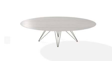 Joli Wire Tisch Oval-Bronze-210 x 128 cm-Travertino Grau