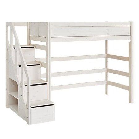 LifeTime Hochbett mit Treppe Weiß