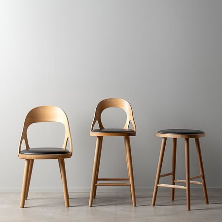 Hans K Colibri Barstool 63cm Oak Oiled Bonded Leather Black Emb