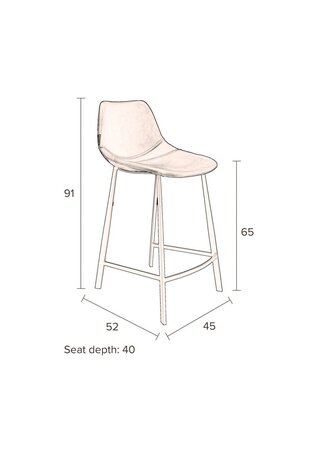Dutchbone Franky Velvet Counter Stool
