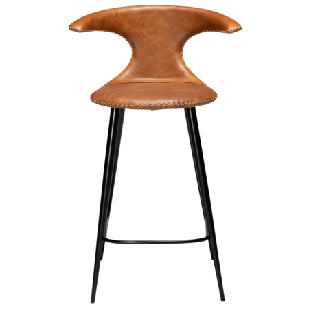 Dan-Form FLAIR counter stool Light brown leather with round black legs