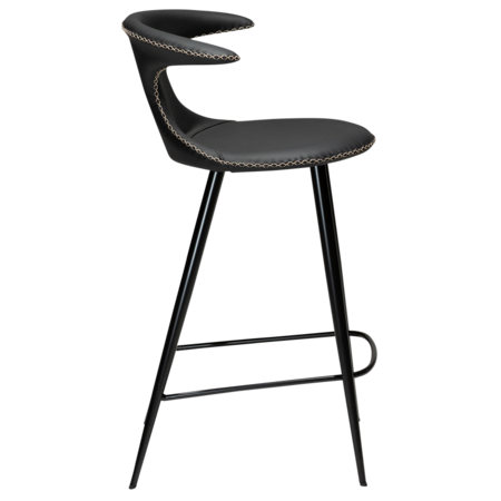 Dan-Form FLAIR counter stool Black leather with round black legs