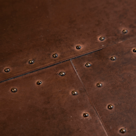 Dan-Form CU Table Copper table top rectangular with reclaimed elm legs