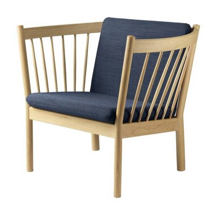 FDB Mobler J146 Sessel-Eiche, Natur, Lackiert - Wolle, Dunkelblau (4125)
