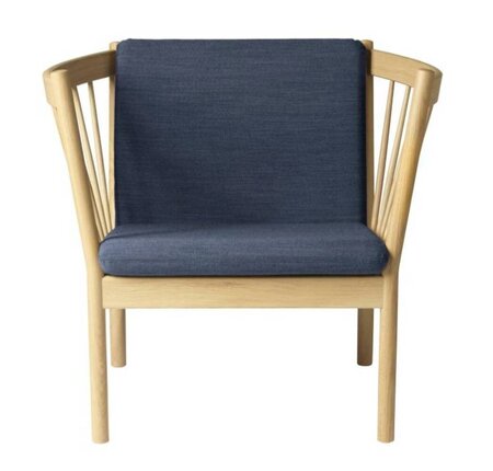 FDB Mobler J146 Sessel-Eiche, Natur, Lackiert - Wolle, Dunkelblau (4125)