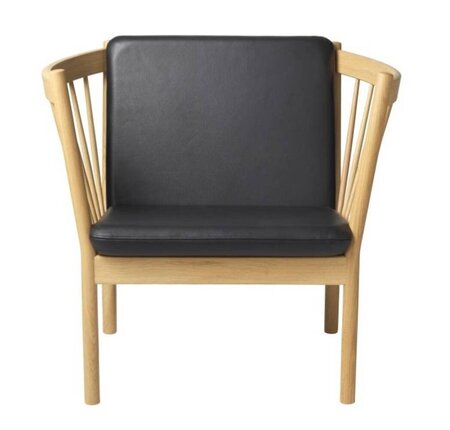 FDB Mobler J146 Sessel-Eiche, Natur, Lackiert - Leder, Schwarz