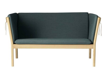 FDB Mobler J148 2-Sitzer Sofa-Eiche, Natur, Lackiert - Wolle, Dunkelgrün (4761)