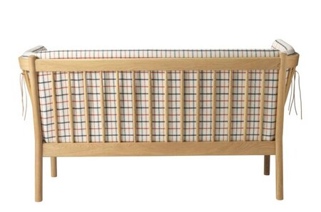 FDB Mobler J148 2-Sitzer Sofa-Eiche, Natur, Lackiert - Wolle, Rotkarierte Pferdedecke