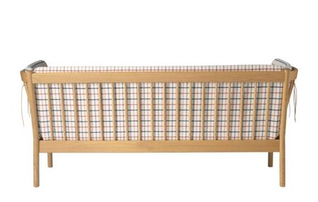 FDB Mobler J149 3-Sitzer Sofa-Eiche, Natur, Lackiert - Wolle, Rotkarierte Pferdedecke