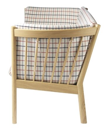 FDB Mobler J149 3-Sitzer Sofa-Eiche, Natur, Lackiert - Wolle, Rotkarierte Pferdedecke