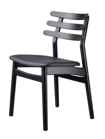 FDB Mobler J48 Esszimmerstuhl-Eiche, Schwarz, Gemalt - Leder, Schwarz (Sierra SI1001M)