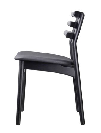 FDB Mobler J48 Esszimmerstuhl-Eiche, Schwarz, Gemalt - Leder, Schwarz (Sierra SI1001M)