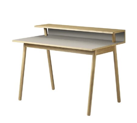 FDB Mobler C68 - Schreibtisch 118 x 68 cm - Eiche Natur lackiert - Linoleoum Mushroom