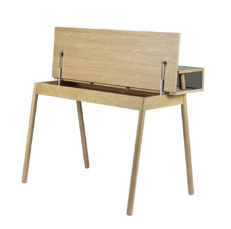 FDB Mobler C68 - Schreibtisch 118 x 68 cm - Eiche Natur lackiert - Linoleoum Mushroom